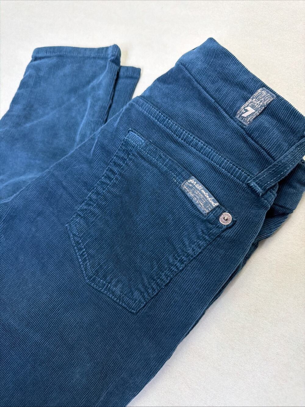 7 For All Mankind Women’s Corduroy Pants Size 26 Teal Blue Skinny Jeans